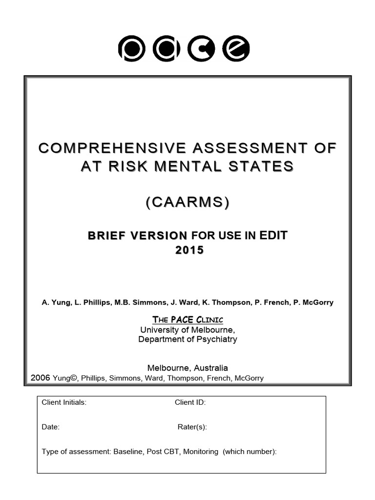 CAARMS: At Risk Mental States Assessment | PDF | Hallucination | Illusion