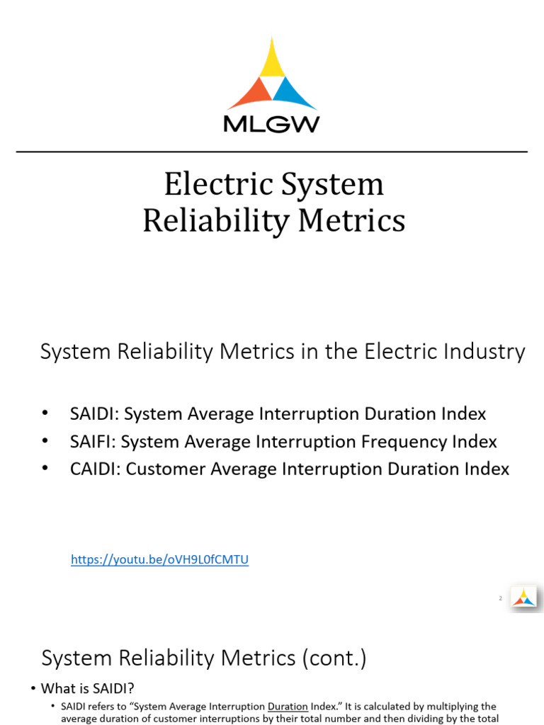 Electric System Reliability Metrics Explained | PDF | Electric Power