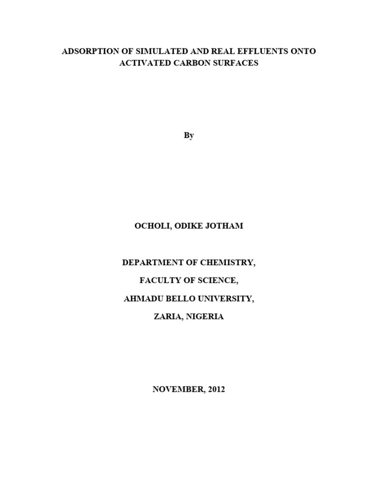 Adsorption of Effluents on Activated Carbon | PDF | Adsorption | Gases