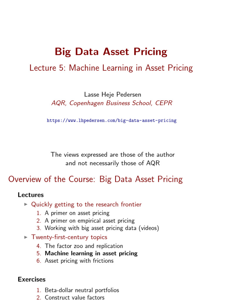 Machine Learning in Asset Pricing | PDF | Linear Regression | Cross ...