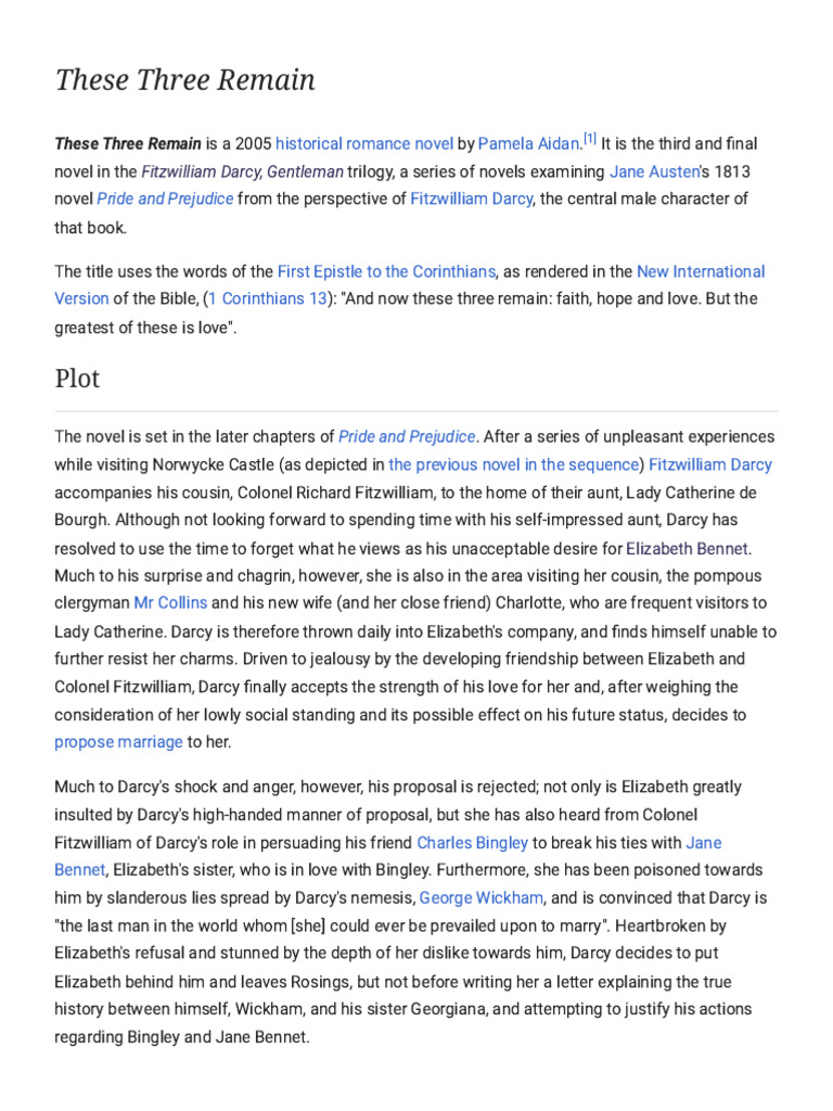These Three Remain - Wikipedia | PDF | Mr. Darcy | Pride And Prejudice