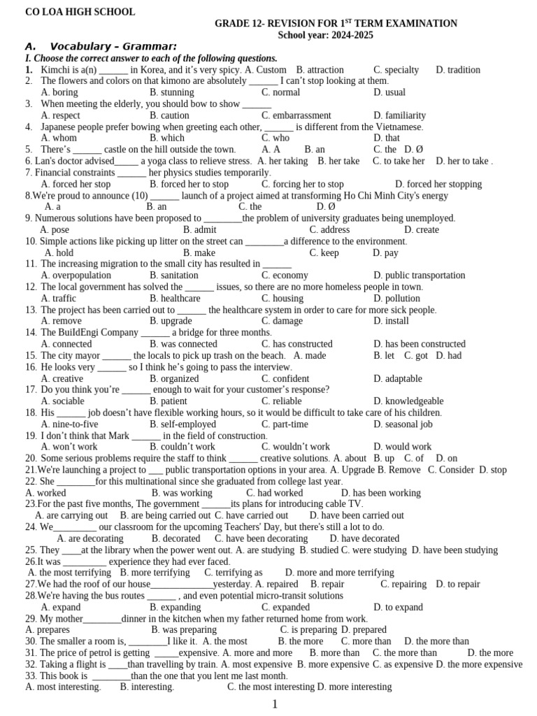 Grade 12 Term 1 Exam Revision Guide | PDF | Habitat Destruction | Landslide