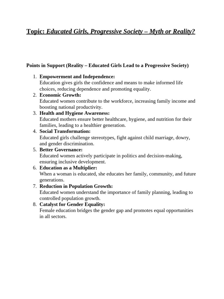 Educated Girls: Key to Progress or Myth? | PDF | Gender Studies ...