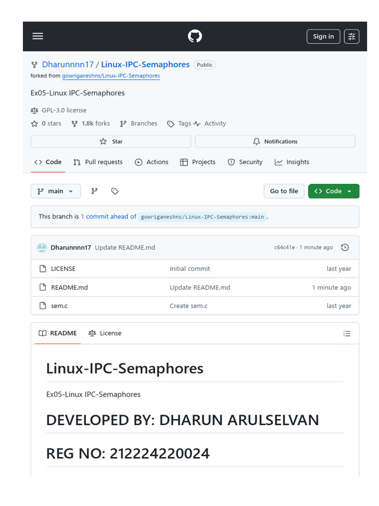 Github Com Dharunnnn17 Linux IPC Semaphores... | PDF | Computer ...