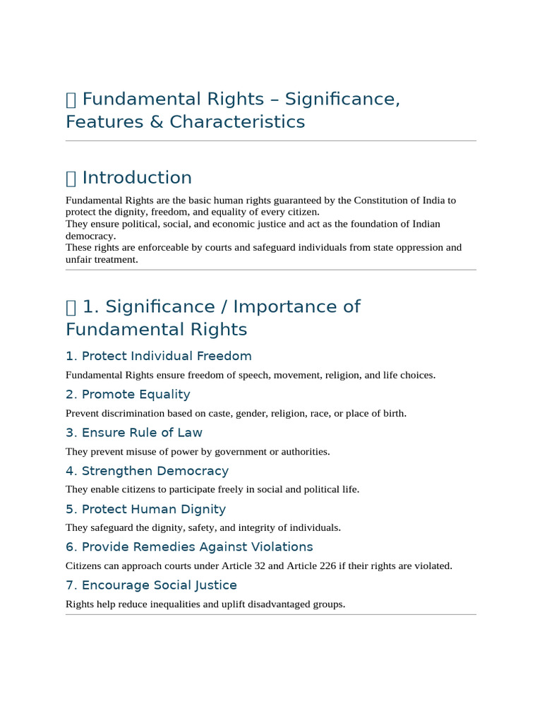 Fundamental Rights | PDF | Political Science | Rights