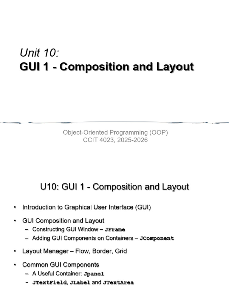 Java GUI Composition and Layout Guide | PDF | Computing Platforms ...