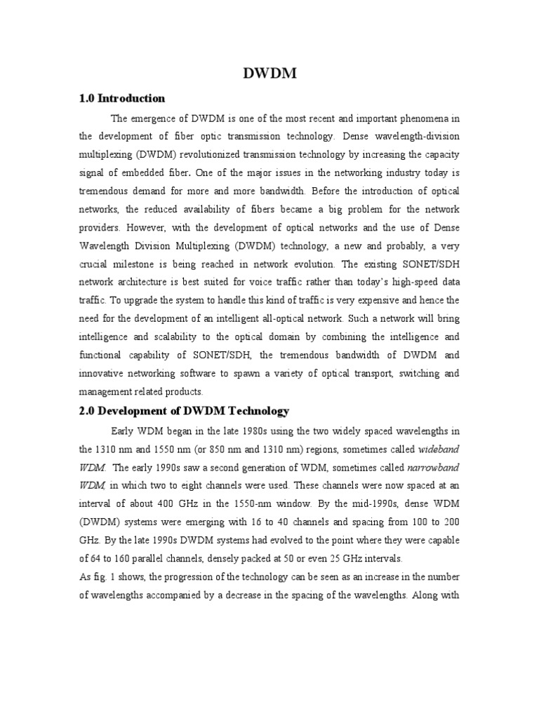 DWDM | PDF | Wavelength Division Multiplexing | Data Transmission