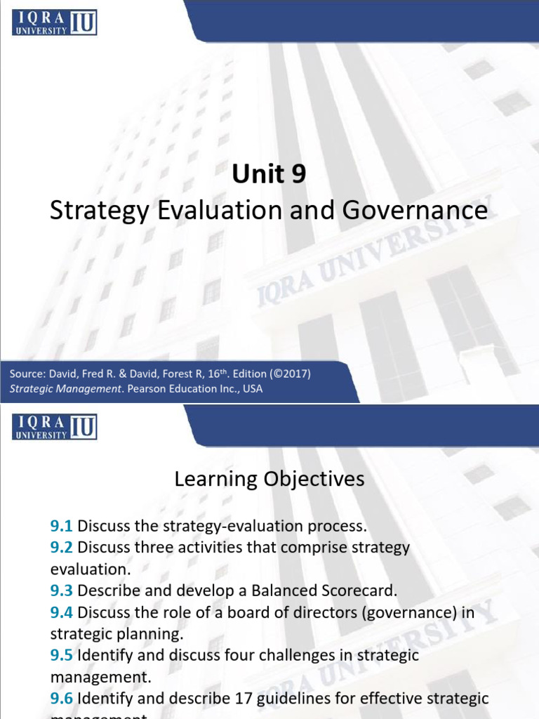 Strategy Evaluation and Governance Guide | PDF | Strategic Management ...