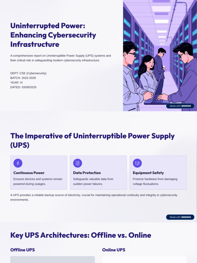 UPS Systems for Cybersecurity Resilience | PDF | Data Center | Power Supply