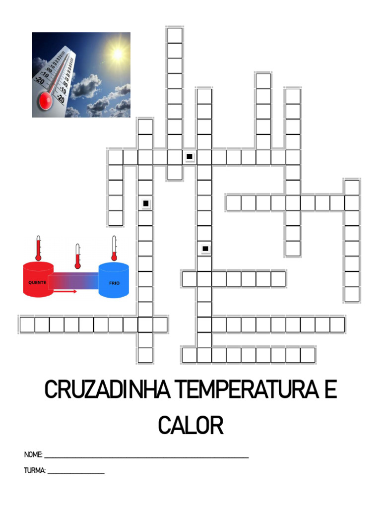 Cruzadinha sobre Temperatura e Calor | PDF