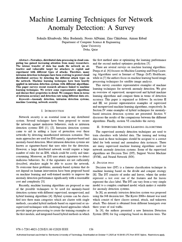 Machine Learning Techniques For Network Anomaly Detection | PDF