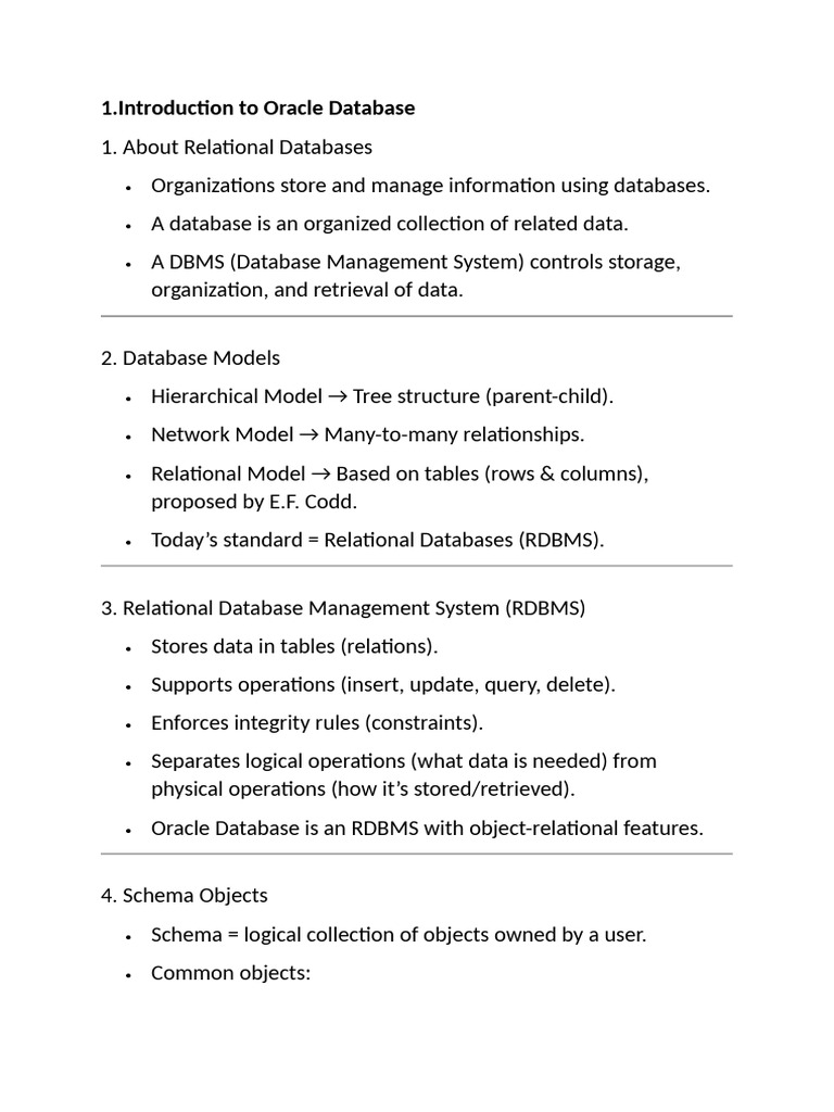 Oracle Database Overview and Structure | PDF | Databases | Relational ...