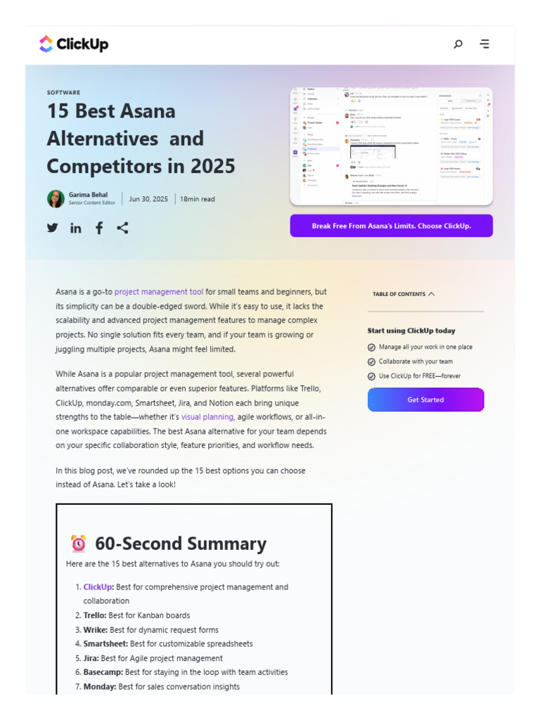 15 Best Asana Alternatives and Competitors in 2025 - ClickUp | PDF ...