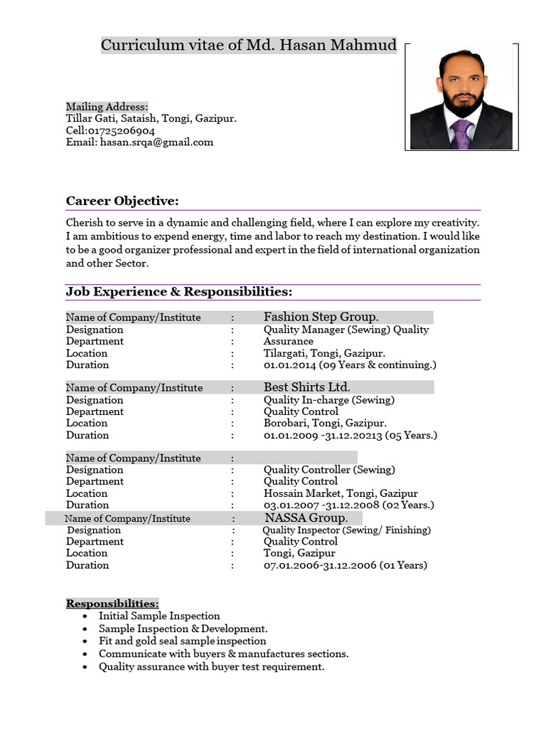 CV of Hasan Mahmud-2 | PDF