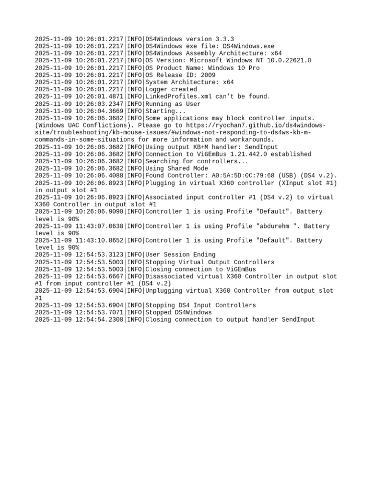 DS4Windows 3.3.3 Log Overview | PDF