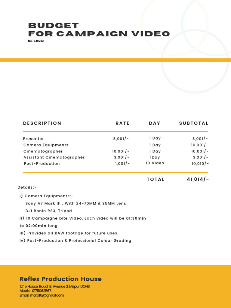 Campaign Video Budget Breakdown | PDF