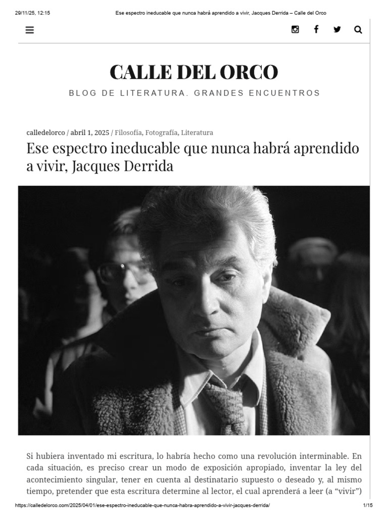 Ese Espectro Ineducable Que Nunca Habrá Aprendido A Vivir, Jacques ...