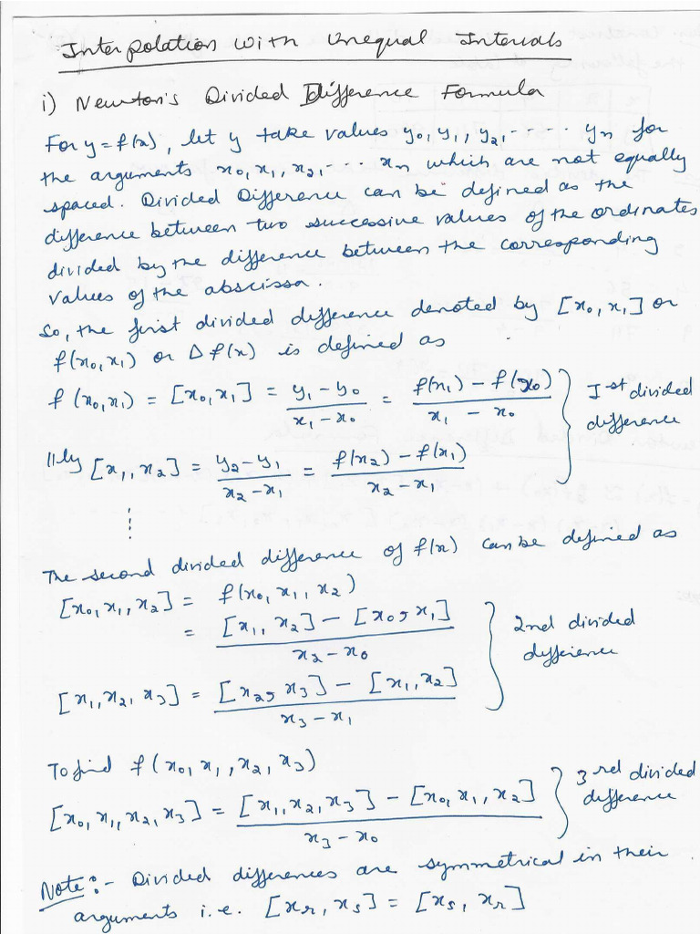 Unit 2 - Interpolation (Unequal) 2 | PDF
