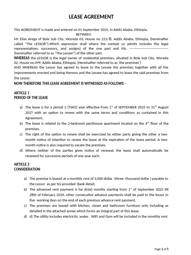 Thumbnail for Revision Lease Penthouse Agreement
