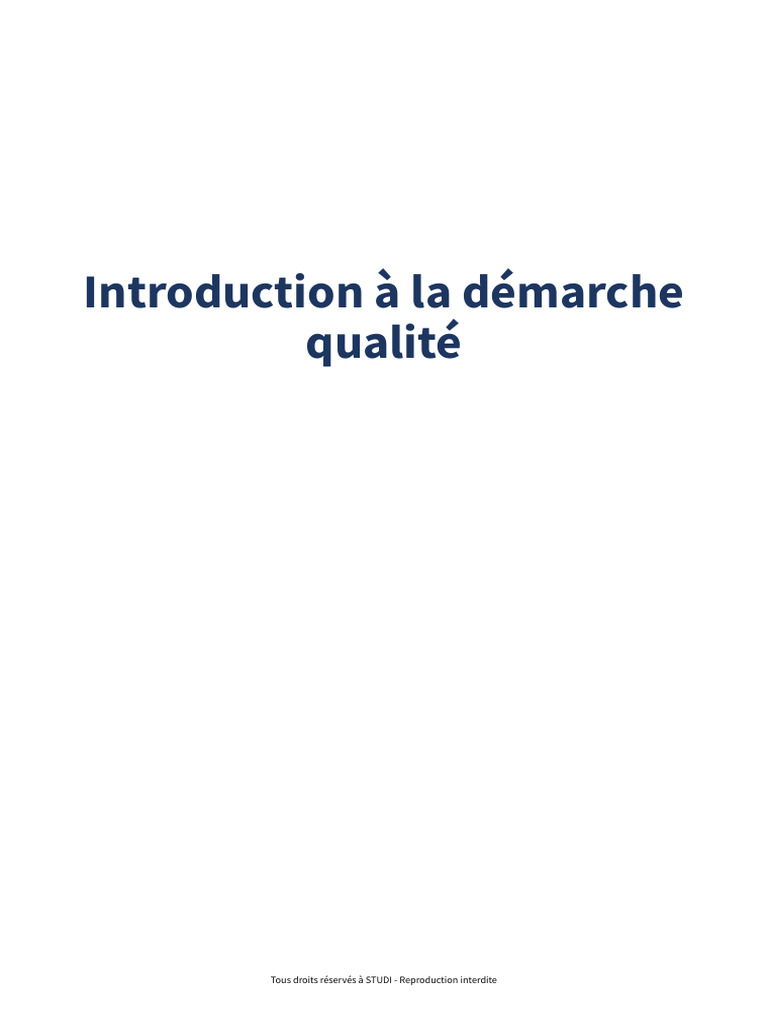 Introduction à la Démarche Qualité | PDF