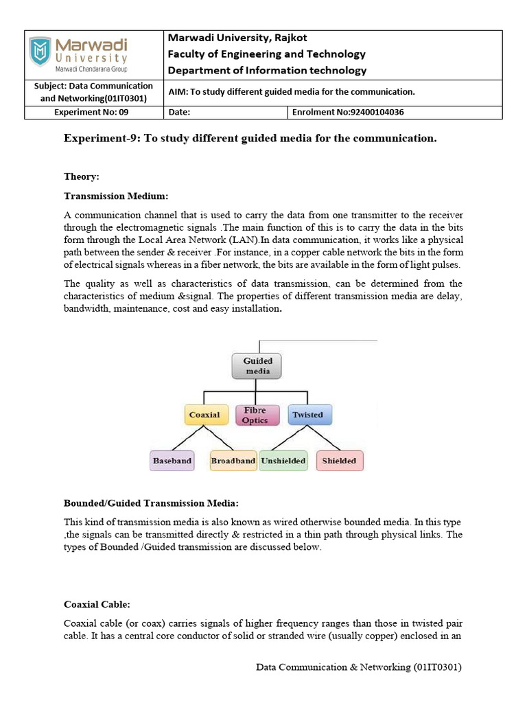 Exp 9 (1) 4036 | PDF | Transmission Medium | Computer Engineering