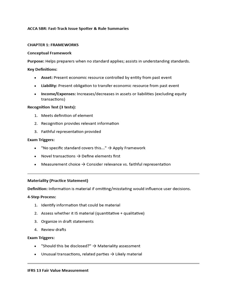 ACCA SBR Notes AI | PDF | Income Statement | Fair Value
