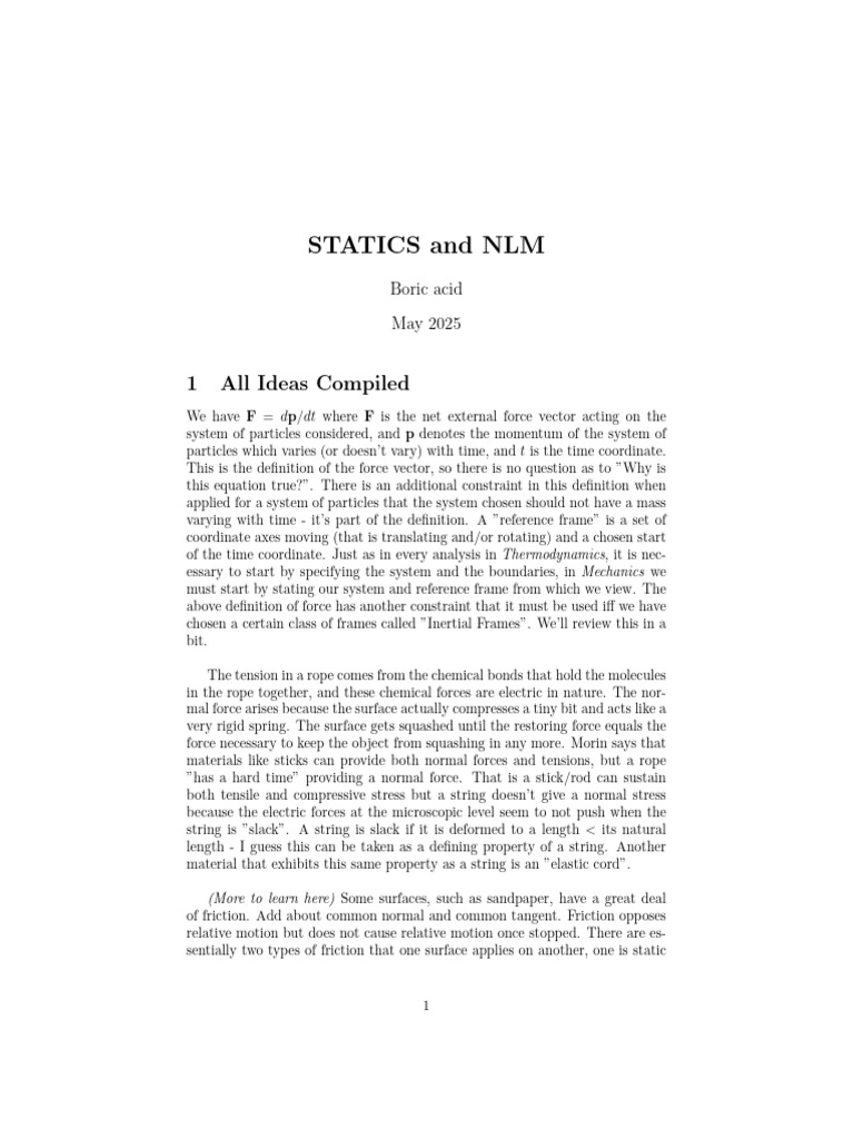 STATICS and NLM | PDF | Force | Stress (Mechanics)
