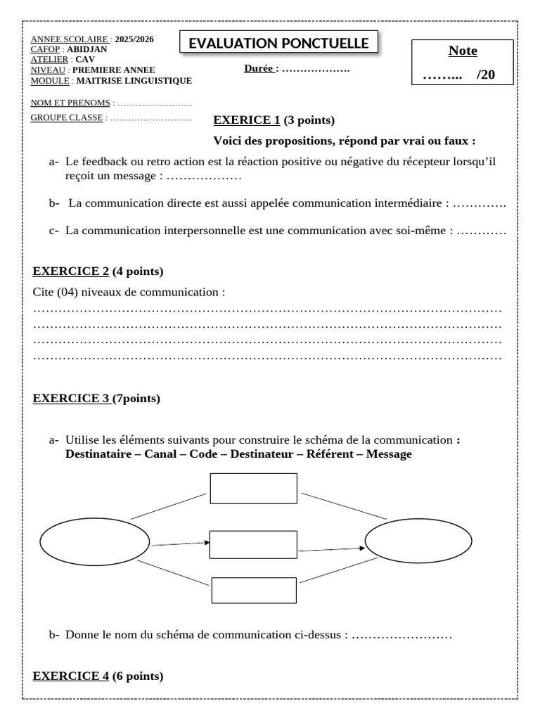 Exercices sur la communication et ses fonctions | PDF