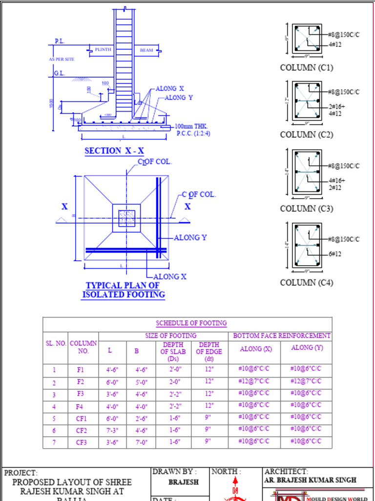 Column and Footing Detail Plan | PDF