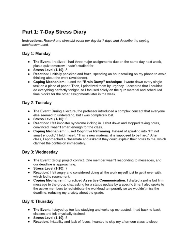 Assignment - Stress Management in Academia | PDF | Stress (Biology) | Sleep