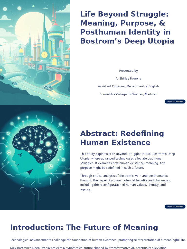 Life Beyond Struggle: Bostrom's Utopia Insights | PDF | Artificial ...