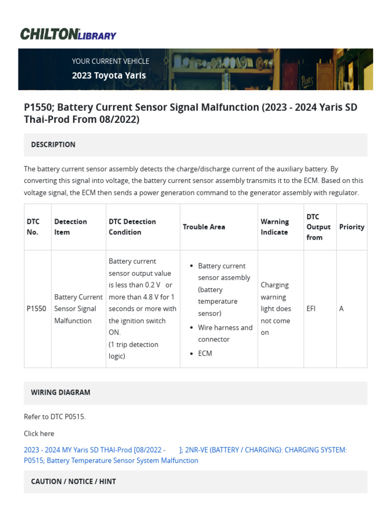 2023 Yaris P1550 Sensor Malfunction Guide | PDF | Sensor | Electrical ...