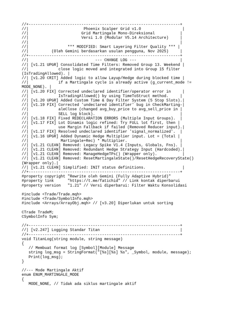 Phoenix Scalper Grid v1.0 Update Log | PDF | Software Engineering ...