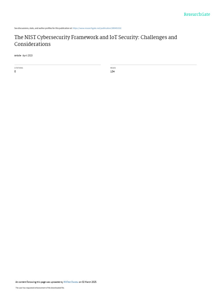 Then Is T Cyber Security Framework and Iot Security | PDF | Security ...