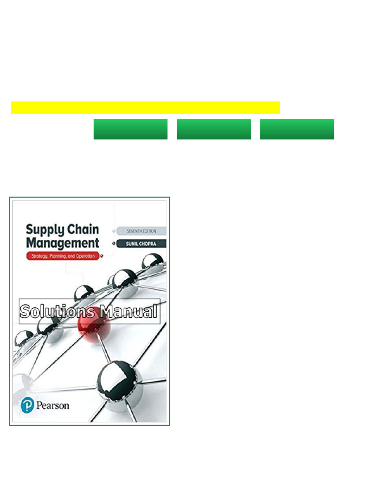Supply Chain Management Strategy Planning and Operation 7th Edition ...