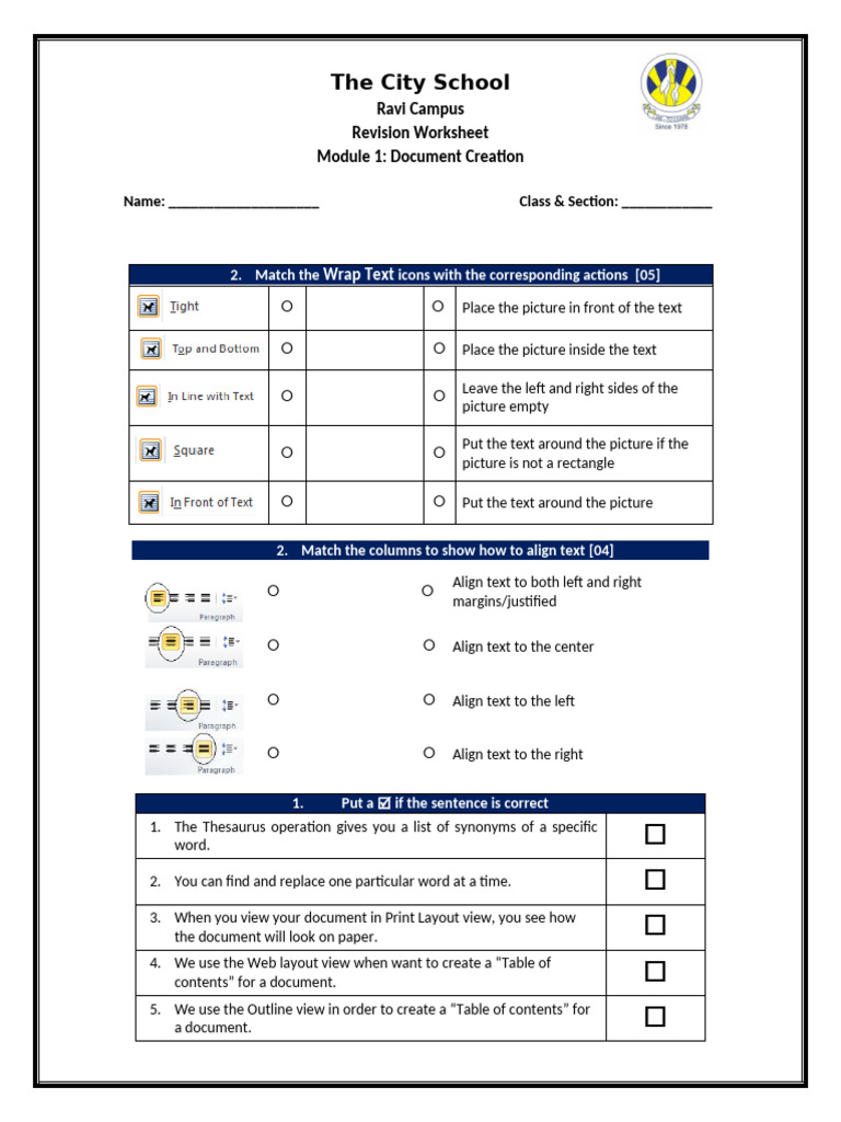 Document Creation Revision Worksheet | PDF | Page Layout | Microsoft Word