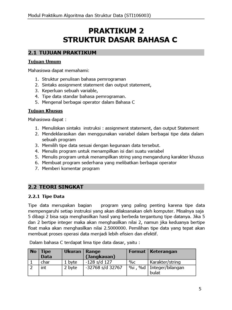 Praktikum Struktur Data Bahasa C | PDF