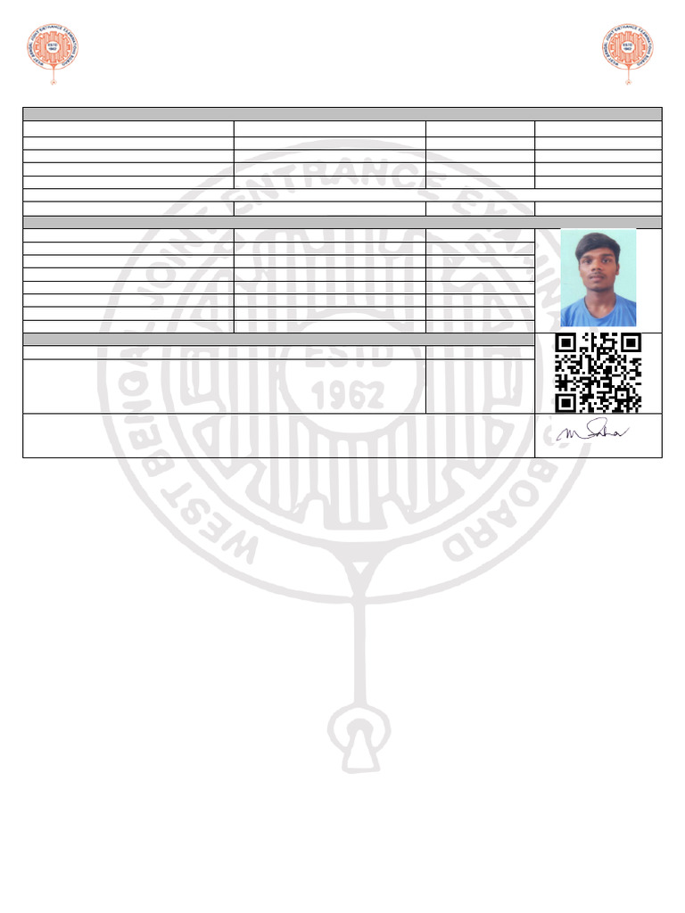 WBJEE 2023 Rank Card for Bishwarup Mandal | PDF | Higher Education ...