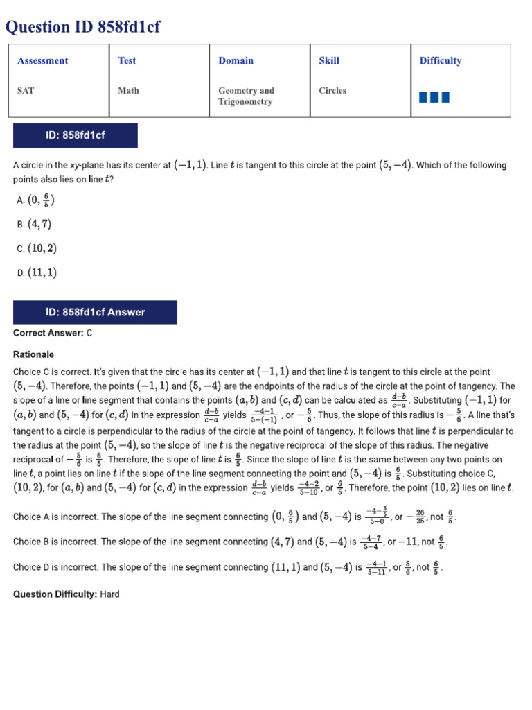 Circles SAT Medium and Hard | PDF