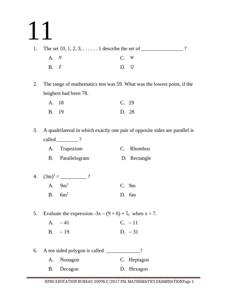 Mathematics Exam Questions and Answers | PDF | Circle | Geometric Shapes