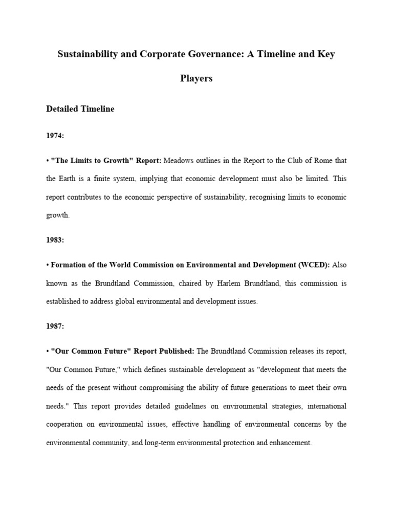 Sustainability and Corporate Governance Time Line CH 12 | PDF ...
