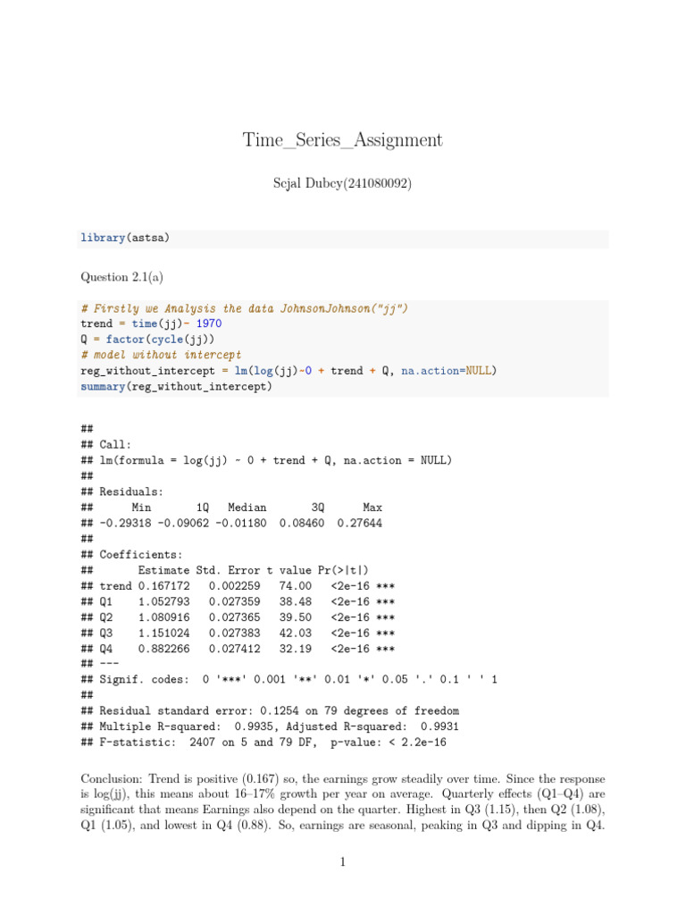 Time Series Analysis of Earnings and Mortality | PDF | Errors And ...