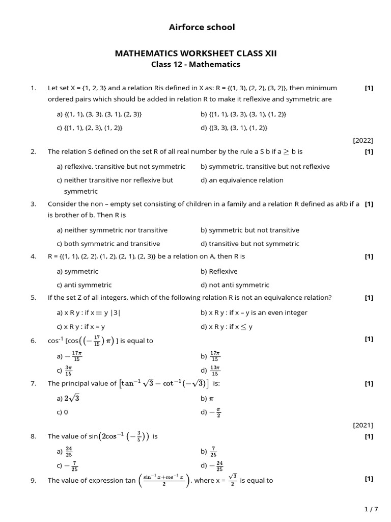 Work Sheet 12 F | PDF | Matrix (Mathematics) | Mathematical Analysis