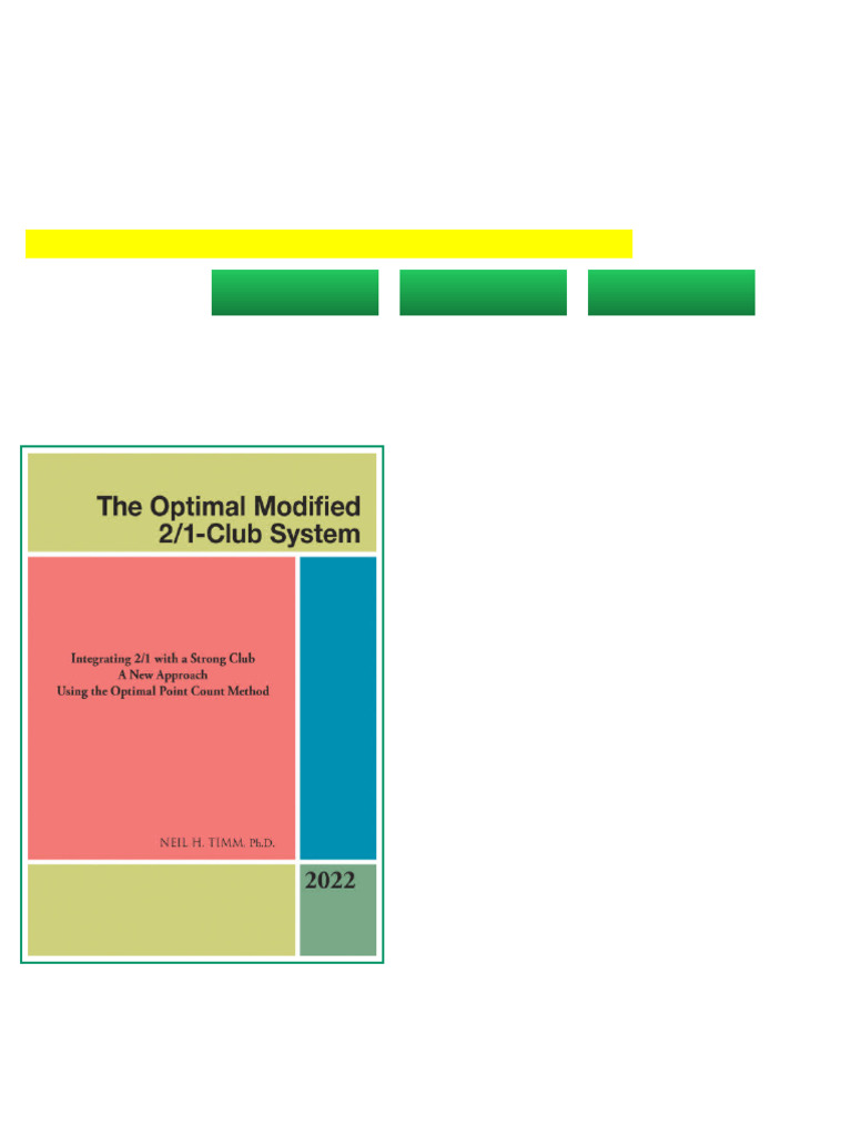 The Optimal Modified 2 1 Club System 2nd Edition Neil H. Timm PH.D ...