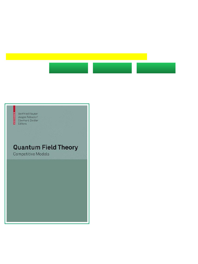 Quantum Field Theory Competitive Models 1st Edition Bertfried Fauser ...