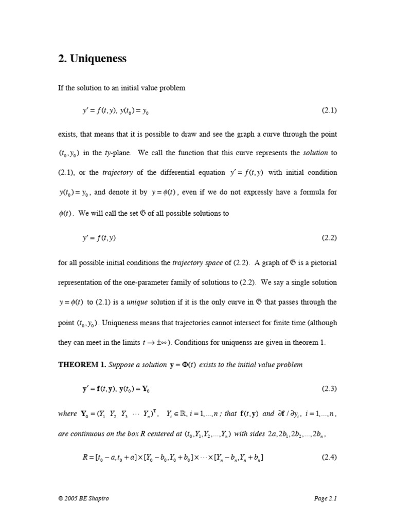 2 Uniqueness | PDF | Mathematics | Mathematical Concepts