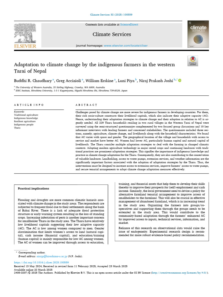 Adaptation of The Climate Change by The Indegnous | PDF | Agriculture ...