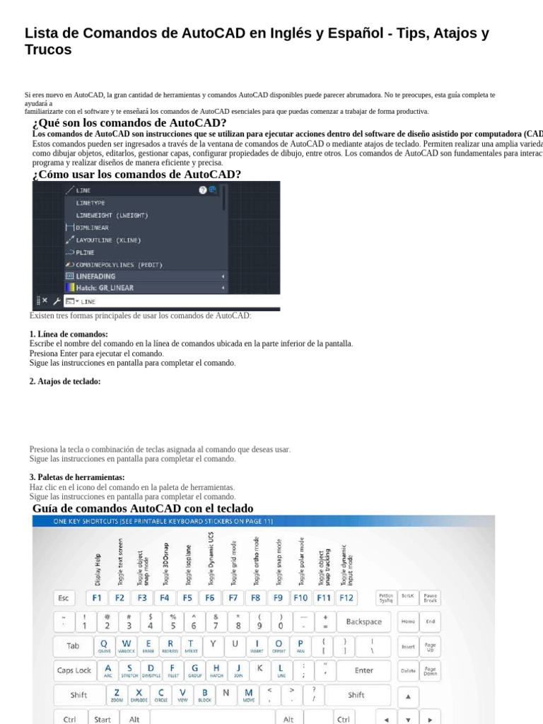 Comandos Esenciales de AutoCAD en Español | PDF | Cad automático ...
