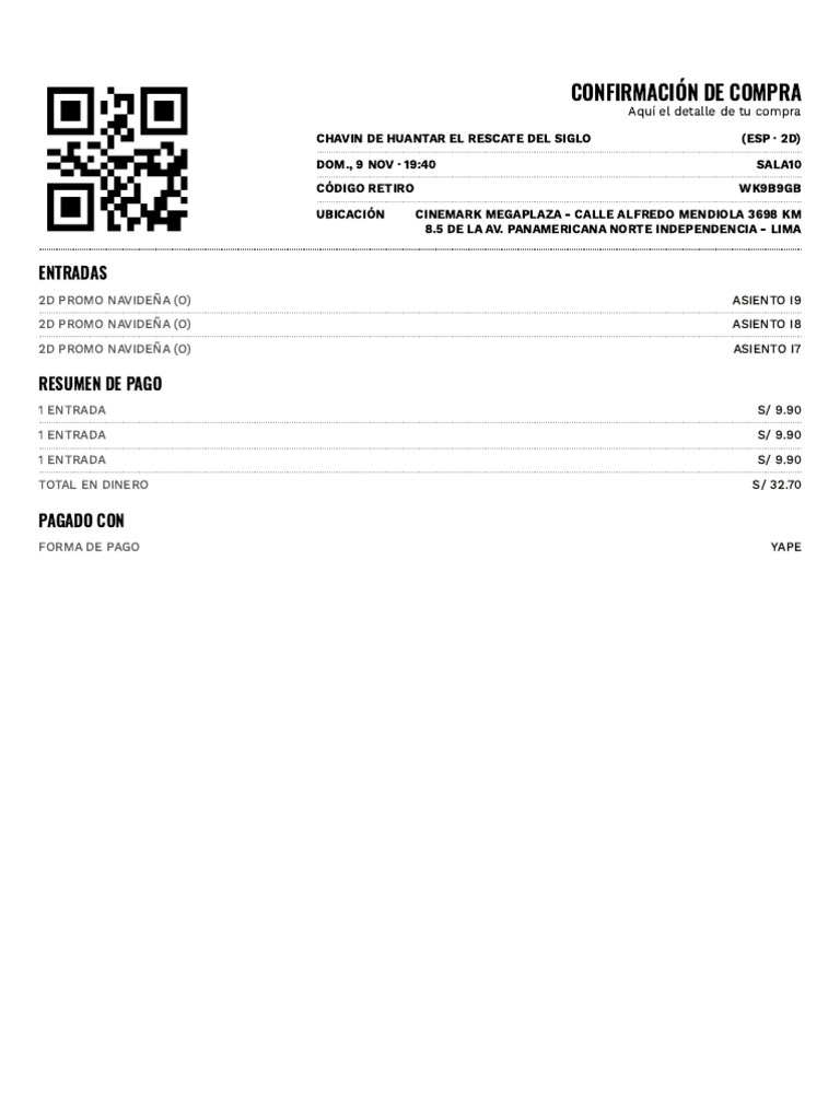 Orden - Cinemark | PDF