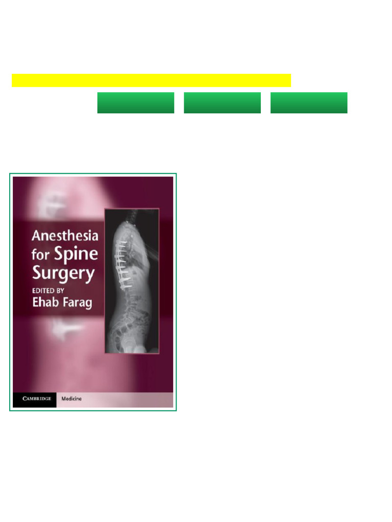 Anesthesia For Spine Surgery 1st Edition Ehab Farag Full Digital ...